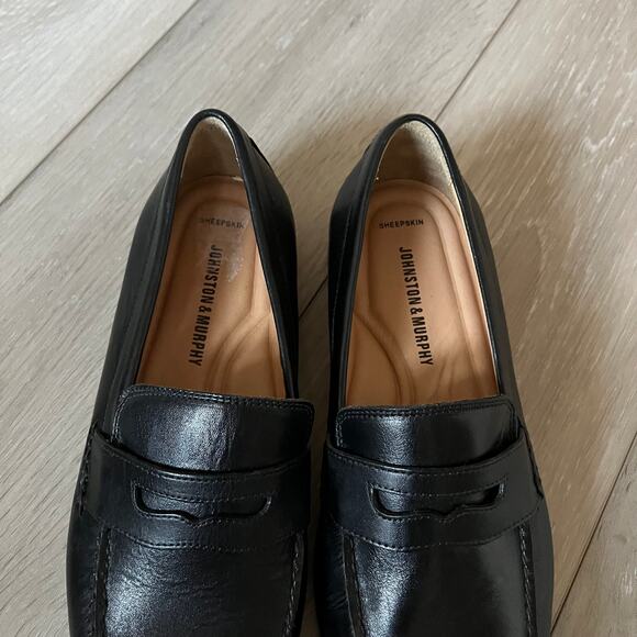 Johnston & Murphy \'Ainsworth\' Men\'s 9.5M Black Sheepskin Leather Penny Loafer